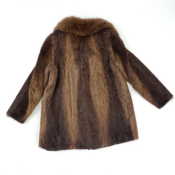 SOLD Vintage beaver fur coat Medium peacoat retro - Picture 4 of 4